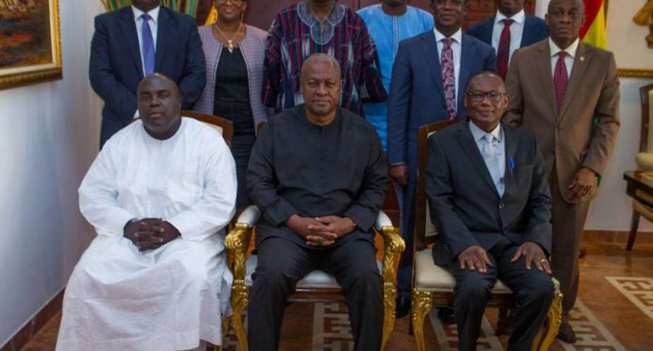 The board of directors of the EXIM bank with President Mahama, chief of staff Julius Debrah after the swearing in