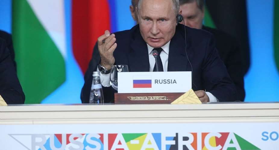 Russian President Vladimir Putin at the Russia-Africa Summit in 2019 in Sochi, Russia.  - Source: Mikhail SvetlovGetty Images