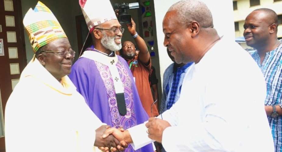 FLASHBACK: Joseph Osei-Bonsu, President of the Catholic Bishops Conference, welcoming Mahama at a gathering