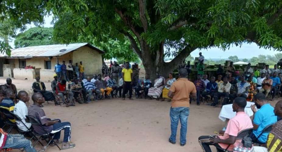 Mr. Atta Boateng interacting with the Abamba community