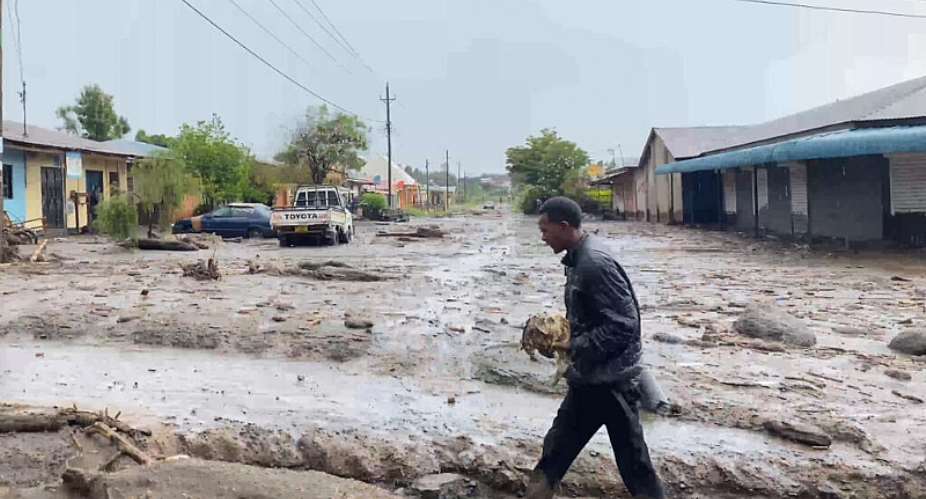 Flooded streets in Katesh, Tanzania, on 3 December 2023. More than a third of the World Banks climate lending last year went to projects in Africa. - AP