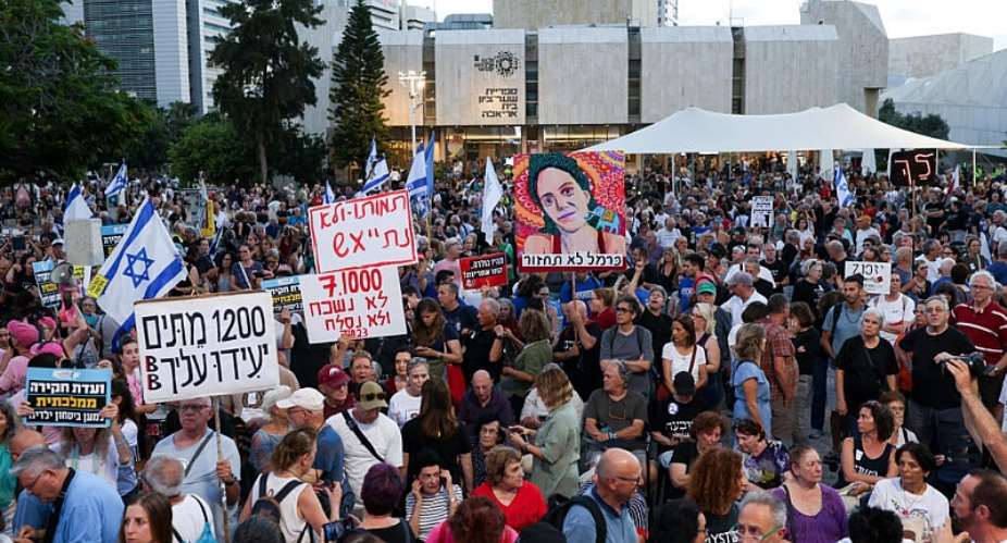 Israelis hold a ceremony to mark 1000 days since the deadly October 7 Hamas-led attack in a public square known as hostage square in Tel Aviv, Israel on July 2, 2026. -  Ronen Zvulun, Reuters