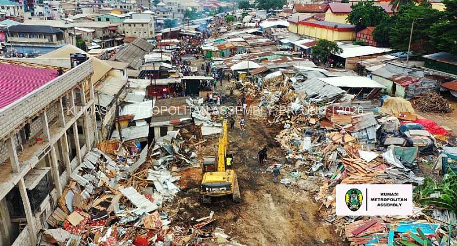 Urban Renewal: KMA clears unauthorised Bayakasua structures to boost safety and sanitation