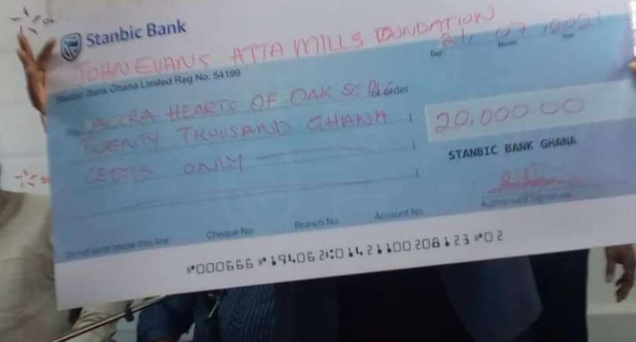 The late President Atta Mills son donates Gh 20,000 to Hearts of Oak after Premier League triumph
