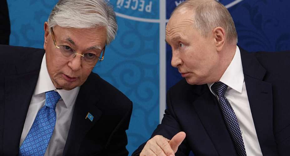It is a shame, young people are dying, Kazakh leader Kassym-Jomart Tokayev told Russian President Vladimir Putin. -  Vyacheslav Prokofyev, Pool, AFP