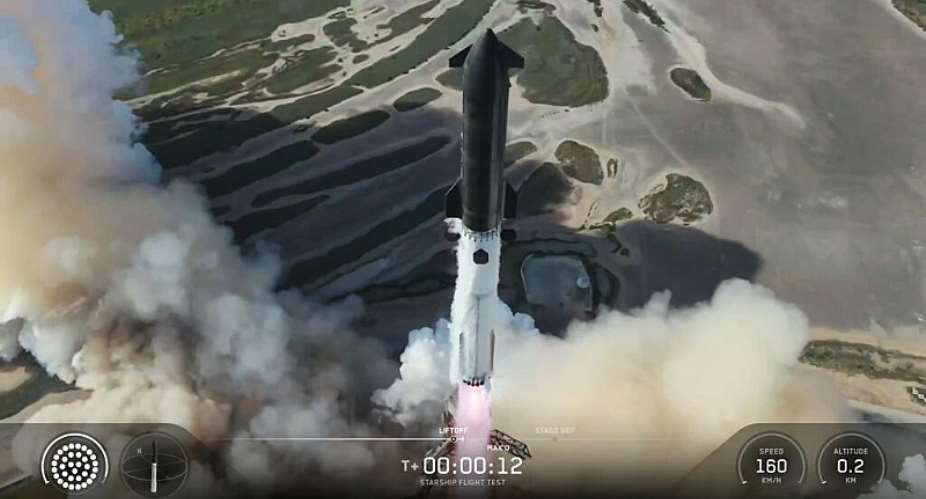 This still image taken from a SpaceX broadcast shows the SpaceX Starship launching from SpaceX Starbase in Starbase, Texas, on July 24, 2026. -  SpaceX via AFP