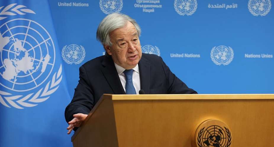 United Nations Secretary-General Antonio Guterres speaks about the release of a UN report on artificial intelligence during a news conference at UN headquarters, Wednesday, July 1, 2026. -  Jason DeCrow, AP