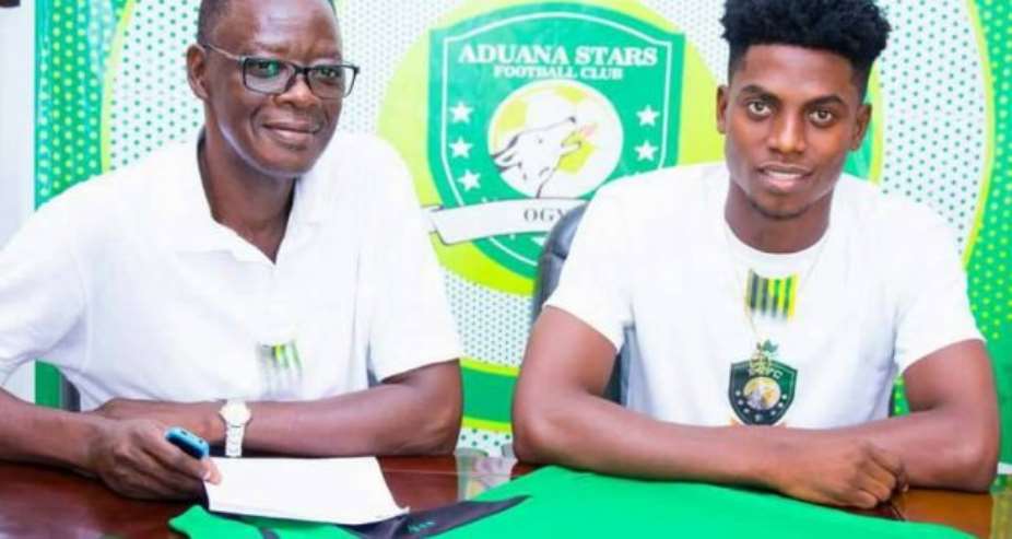 Caleb Amankwah Right with Aduana Stars official