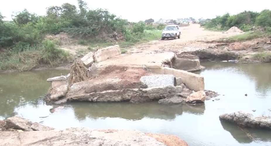 Collapsed bridge cuts off Borteyman in Accra