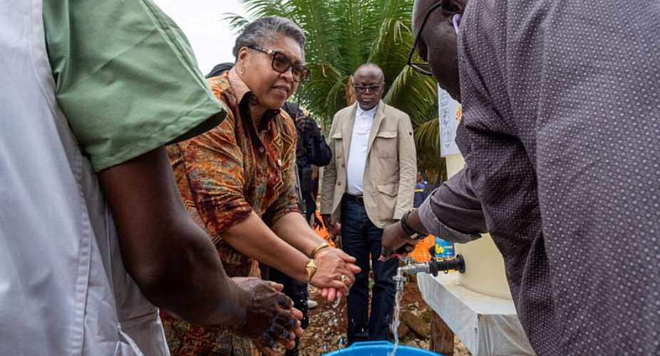 Democratic Republic of Congo Prime Minister Judith Suminwa Tuluka, visited the Mongbwalu General Hospital in the Ebola-stricken town of Mongbwalu,  Djugu Territory of Ituri province, the epicenter of the epidemic, on 24 July, 2026. - REUTERS - Gradel Muyisa Mumbere
