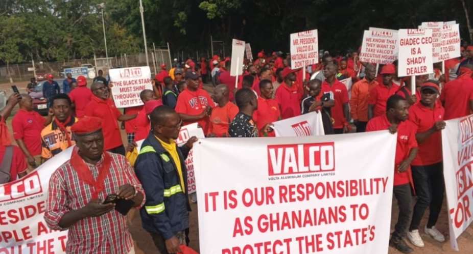 VALCO workers protest alleged plans to privatise state-owned aluminium company