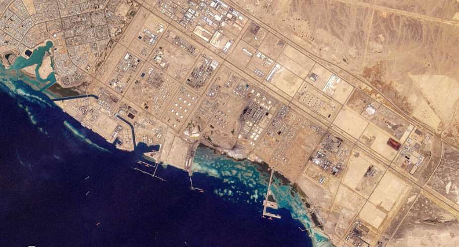 This handout satellite image taken by 2026 Planet Labs PBC shows the oil infrastructure at Saudi Arabias western Red Sea port of Yanbu on March 4, 2026. -  Handout photo, AFP