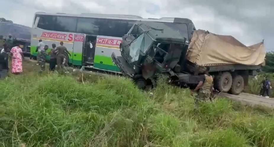 Military personnel deployed to Bawku vehicle crashed STC bus at Nkenkesu