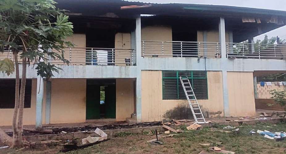 Fire guts Leklebi Senior High School Boys Dormitory