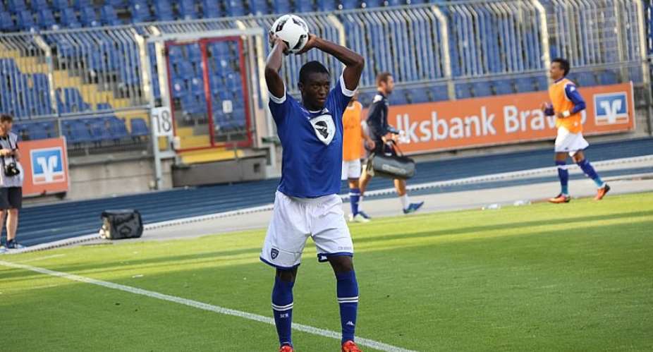 Ghana U20 defender Geoffrey Acheampong scores Bastia's consolation goal friendly loss against German side Braunschweig