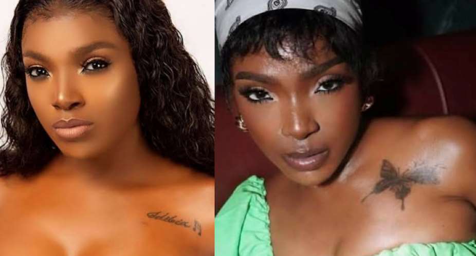 Annie Idibia Covers 2Babas Tattoo With Butterfly Design