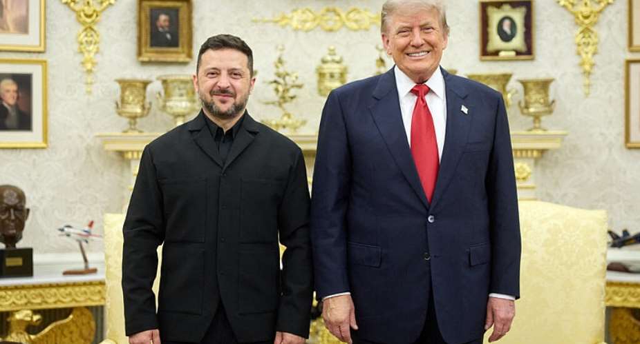 Ukraines President Volodymyr Zelensky (L) and US President Donald Trump pose for a photo during their meeting in Washington, DC. -  Ukrainian Presidential Press Service, AFP