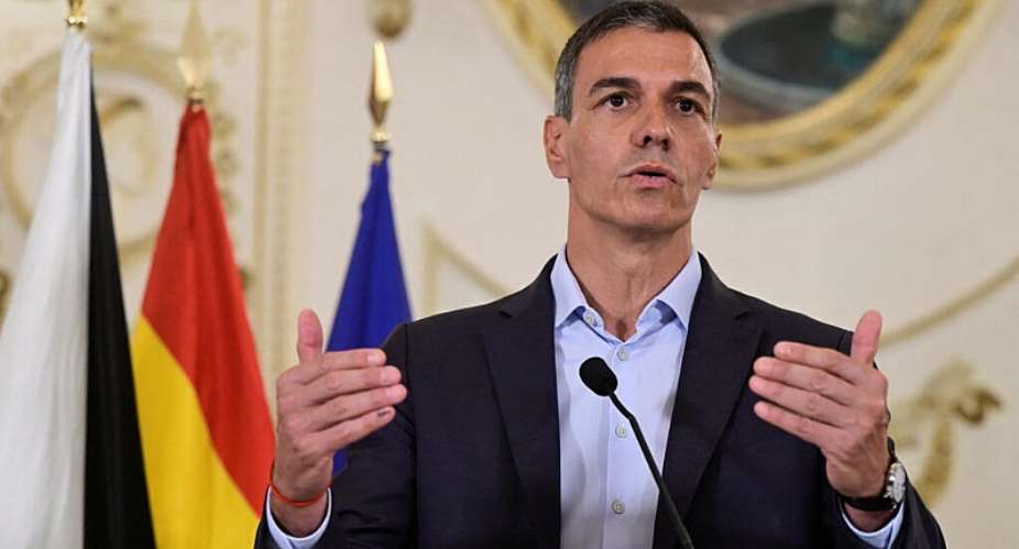 Spanish Prime Minister Pedro Sanchez makes declarations in Ceuta, Spain, amid mass crossings of migrants on foot and by sea from Morocco into Spanish territory on July 31, 2026. -  Fabian Bimmer, Reuters