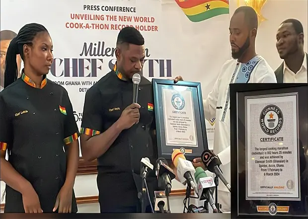 Chef Smith (2nd L) with others at the press event