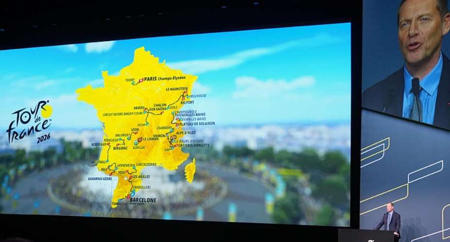 Christian Prudhomme, director of the Tour de France, speaks during the presentation of the 2026 Tour de France programme on October 23, 2025 in Paris. -  Thibault Camus, AP