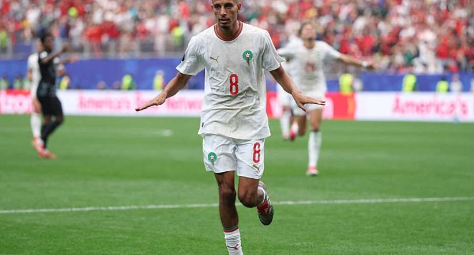 Azzedine Ounhai scored tzo of the goals in Moroccos 3-0 victory over co-hosts Canada. - Getty Images via AFP - KEVIN C. COX