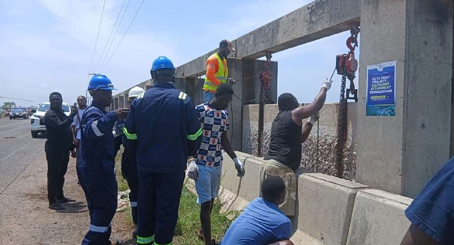Technical men commence work to open Havedzi flood gate