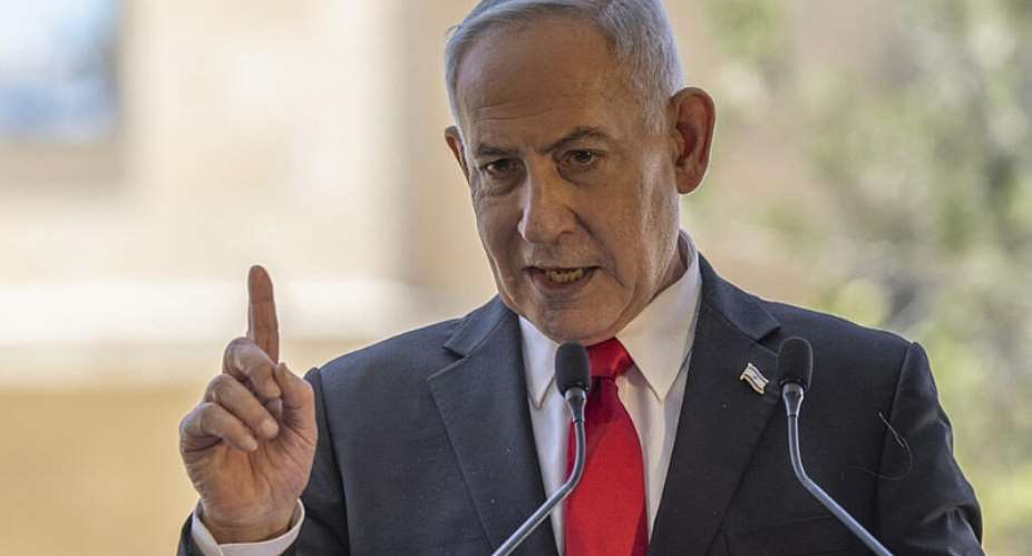 Israels Prime Minister Benjamin Netanyahu speaks during a cornerstone laying ceremony for the Atarot Heritage Center at an abandon airport in East Jerusalem near the separation wall with the Israeli occupied West Bank city of Ramallah on July 5, 2026. -  AFP, Ilia Yefimovich