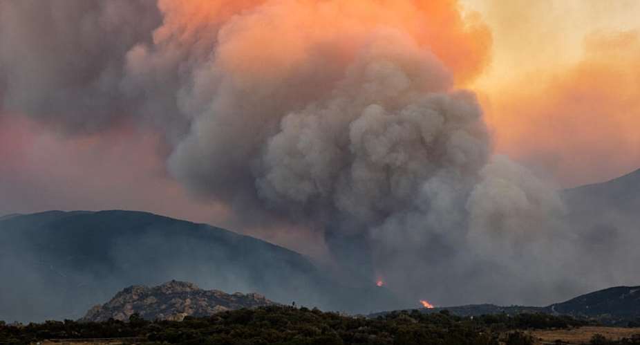 A wildfire burning in the Aspres region seen from Montalba-le-Chateau, in southern France on July 5, 2026. -  JC Milhet, AFP