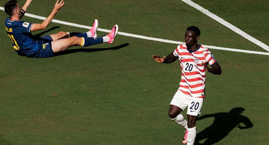 United States forward Folarin Balogun gestures after scoring a goal during the first half of the World Cup 2026 match between the US and Bosnia and Herzegovina in Santa Clara on July 1, 2026. -  Stephen Lam, San Francisco Chronicle via AP