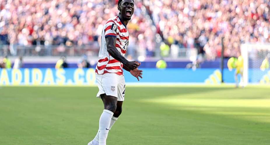 Folarin Balogun was sent off during the United States last 32 game against Bosnia and Herzegovina but organisers of the 2026 World Cup have wiped out the one-game ban for the punishment to allow him to play in the last 16 tie against Belgium. - Getty Images via AFP - JAMIE SQUIRE