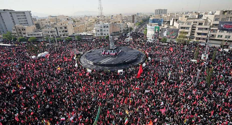 Mourners gather in and around Islamic Revolution Square as they wait for the funeral procession of Irans late supreme leader Ayatollah Ali Khamenei in Tehran on July 6, 2026. -  Altaf Qadri, AP