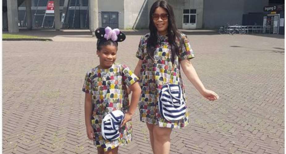 Actress, Monalisa Chinda Steps out in Matching outfit with Daughter