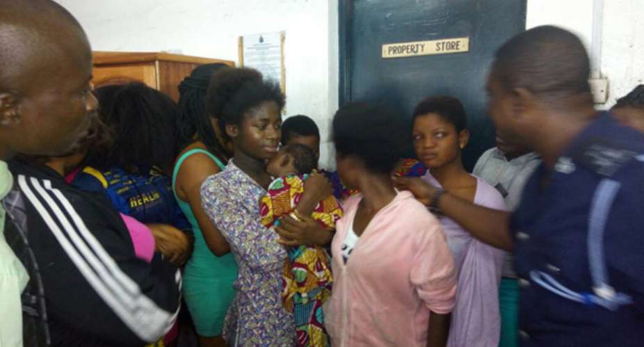Some of the suspected prostitutes at the Nima police station