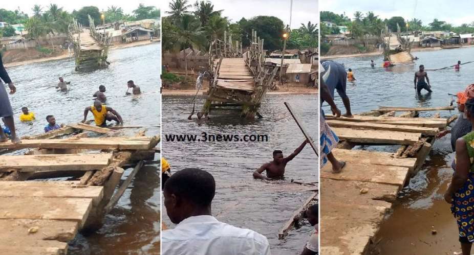 WR: Scores stranded as bridge on Eziley River, Akwidaa collapses