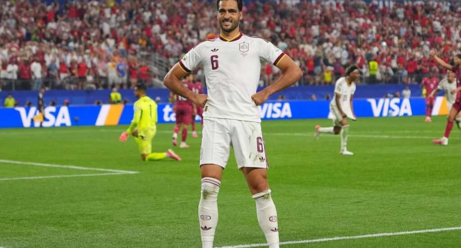 Mikel Merino scored in second half stoppage time to send Spain past Portugal adn into the quarter-finals of the 2026 World Cup in the United States, Mexico and Canada. - AP Photo/Julio Cortez - Julio Cortez