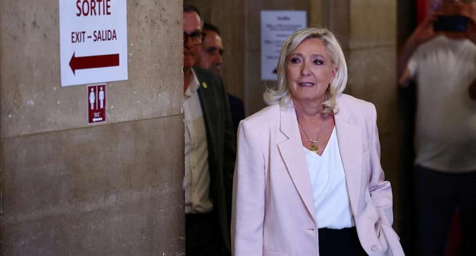 French far-right leader Marine Le Pen, member of parliament for the Rassemblement National (National Rally - RN) party, arrives to attend the verdict in her appeal trial, alongside the RN party itself and 10 others defendants found guilty of diverting European Parliament funds, at the Paris courthouse on the Ile de la Cite, in Paris, France on July 7, 2026. -  Sarah Meyssonnier, Reuters