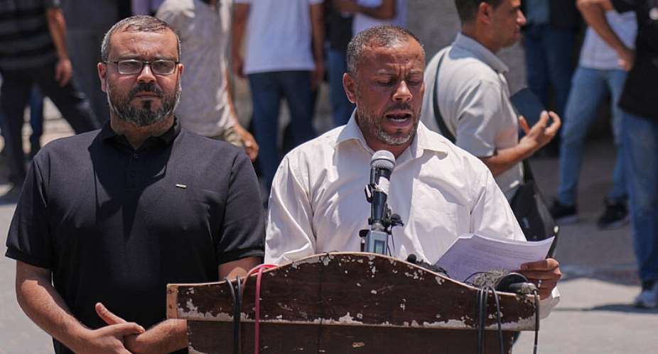 Ismail al-Thawabta, general director of the Hamas-run government media office, speaks at a press conference in Deir al-Balah, Gaza on July 6, 2026. -  Jehad Alshrafi, AP