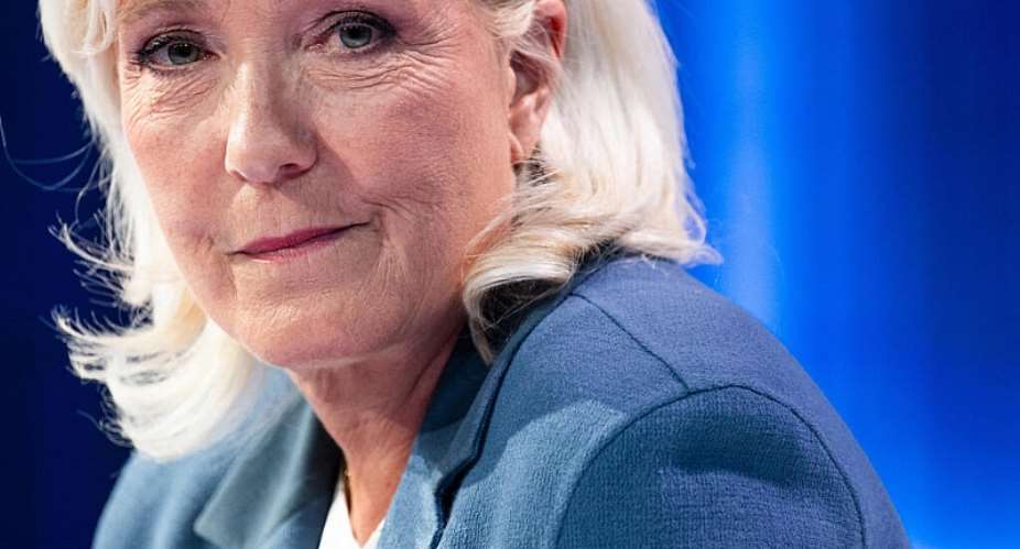 Marine Le Pen poses poses ahead of a television interview in Boulogne-Billancourt, southern of Paris on July 1, 2026. -  Julie Sebadelha, AFP