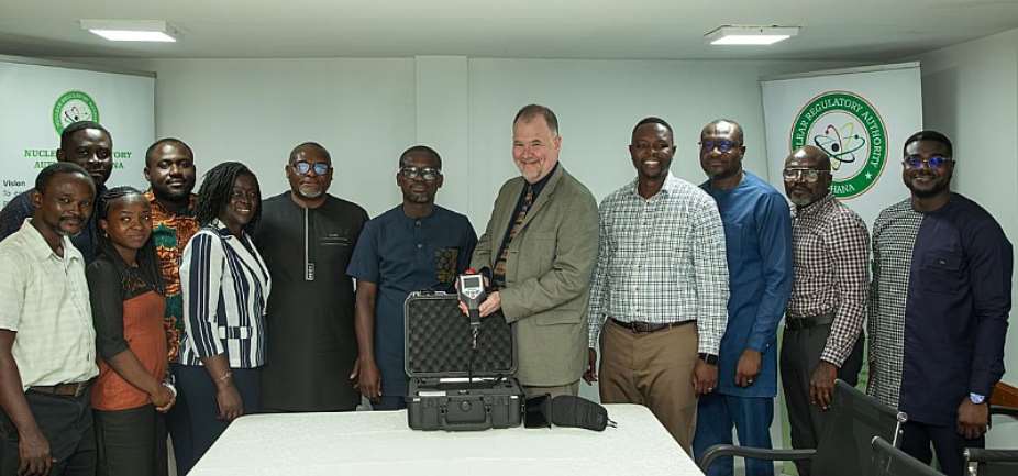 U.S. Charge d’Affaires, a.i. Rolf Olson handing over the equipment to Ghana Nuclear Regulatory Authority