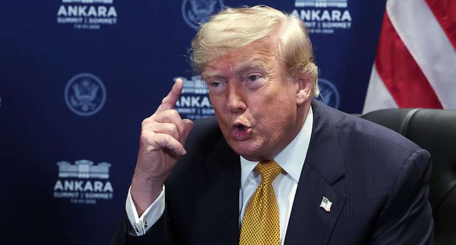 President Donald Trump speaks during a meeting with NATO Secretary General Mark Rutte at the NATO summit in Ankara, Turkey, Wednesday, July 8, 2026. - Filip Singer/Pool EPA via AP - Filip Singer