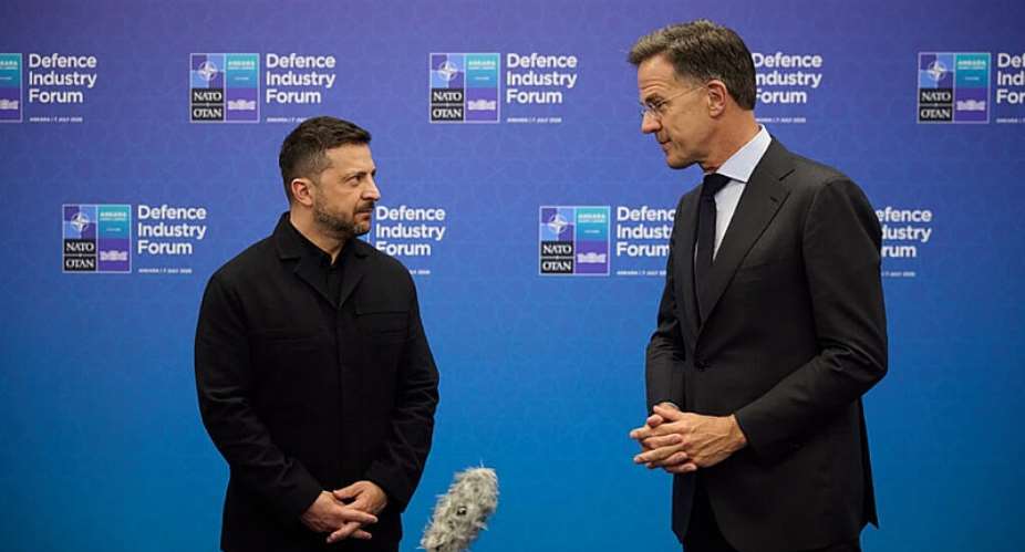 Ukrainian President Volodymyr Zelensky meets with NATOs Secretary General Mark Rutte at a summit in Turkey on July 7, 2026. -  AFP