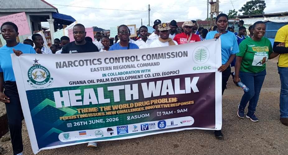 NACOC, GOPC organise health walk in Asuom to Mark World Drug Day