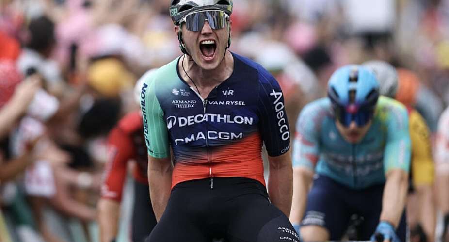 Debutant Olav Kooij surged to a dominant sprint victory on the fifth stage of the Tour de France. -  Anne-Christine Poujoulat, AFP