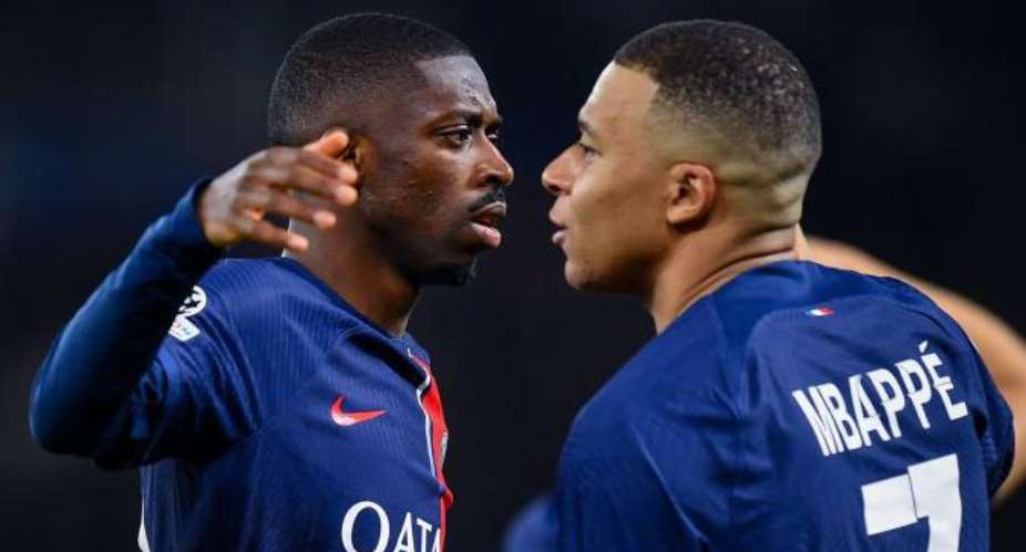 Getty ImagesImage caption: Ousmane Dembele was Kylian Mbappes PSG team-mate in the 2023-24 season