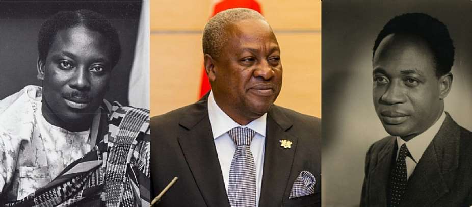 Dr. Alex Quaison-Sackey, President John Dramani Mahama and Osagyefo Dr. Kwame Nkrumah