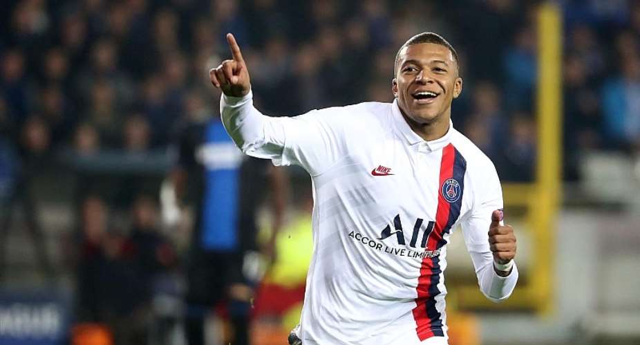 Kylian Mbappe of PSG celebrates after scoring a goal during the UEFA Champions League group A match between Club Brugge KV and Paris Saint-Germain at Jan Breydel Stadium on October 22, 2019 in Brugge, Belgium.Image credit: Getty Images