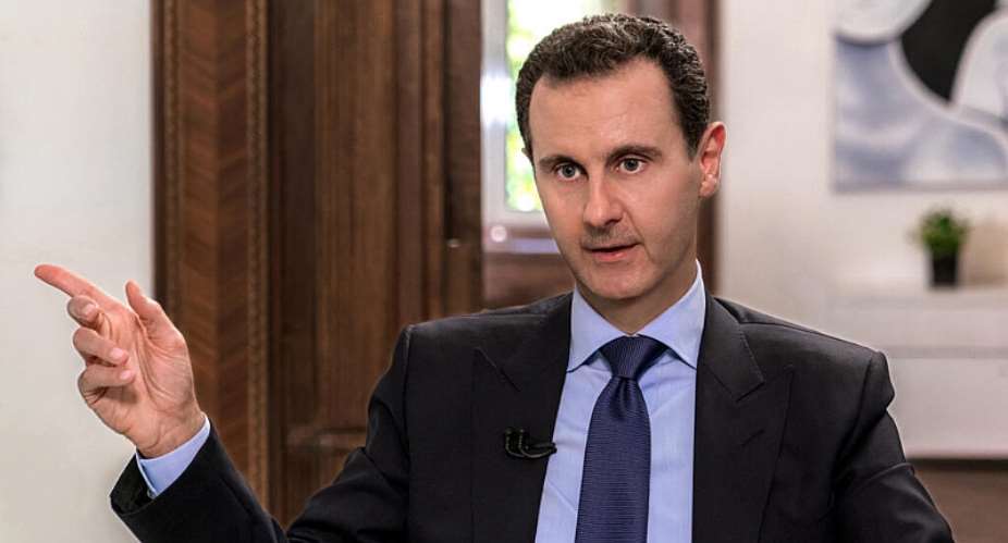 Ousted Syrian President Bashar al-Assad giving a TV interview. -  Handout via AFP