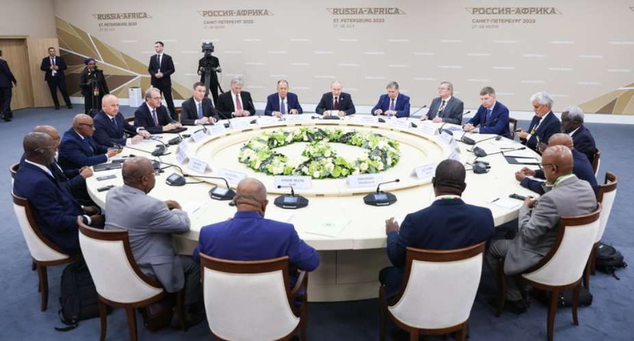 Putin with African leaders. July 2023