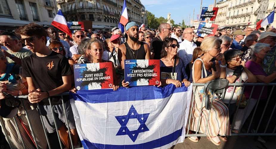 A demonstration against anti-Semitism called by the Representative Council of French Jewish Institutions in Montpellier, France, 27 August, 2024. - AFP - PASCAL GUYOT