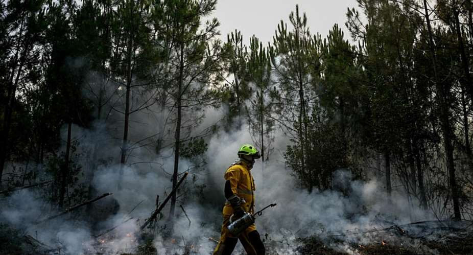 A firefighter in Le Porge, north of the Arcachon Basin, on July 30, 2026, during wildfires in the Gironde region in southwestern France. -  Phillipe Lopez, AFP